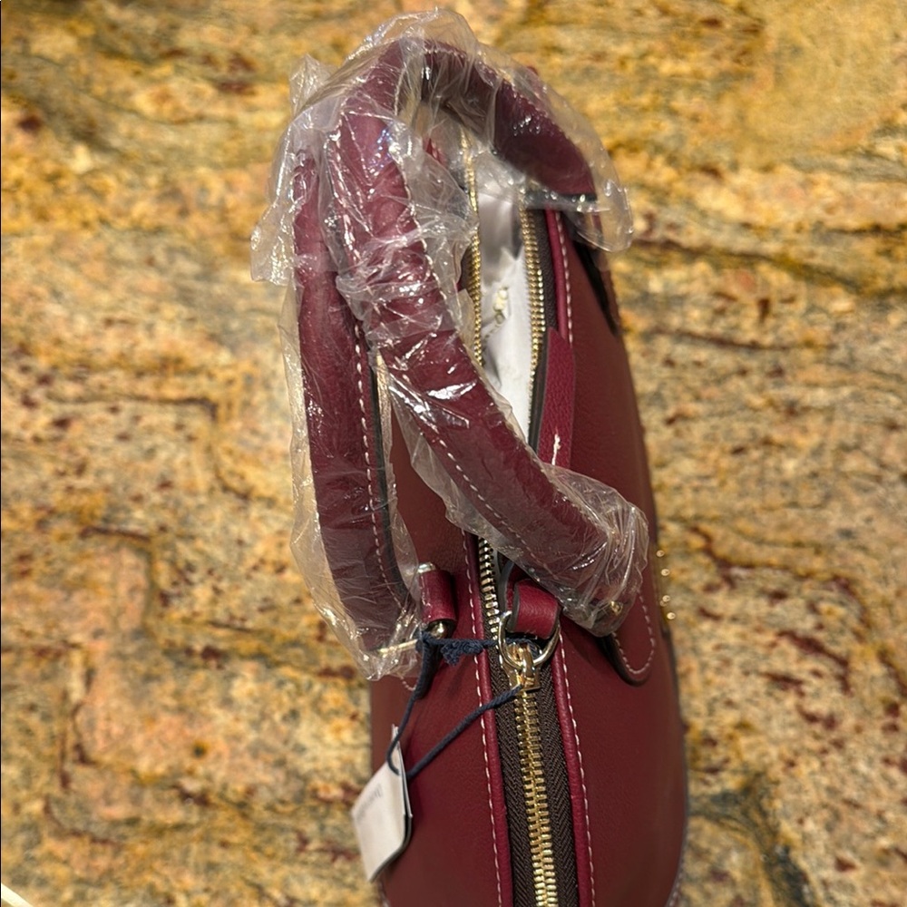 NEW Dooney & Bourke Pebbled Leather Satchel in Burgundy - Picture 8 of 8